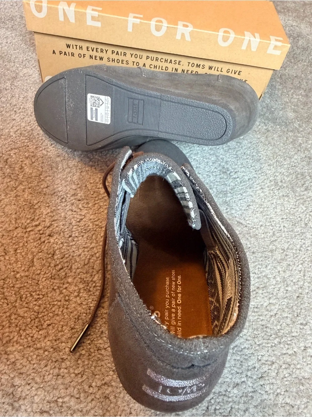 Toms Gray Suede Wedge Ankle Boots